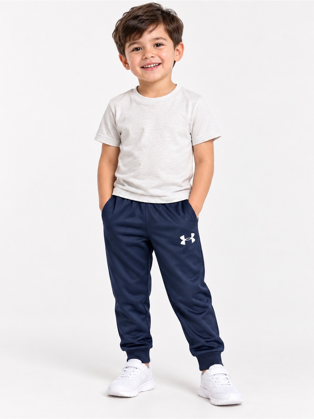 Under Armour Boys Navy Athletic Joggers with White Logo